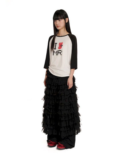 Lightweight cake-style midi skirt【s0000012568】