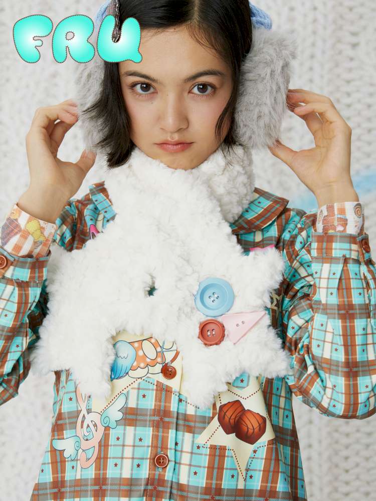 Star Y2K Plush Versatile Two-Tone Scarf【s0000014855】