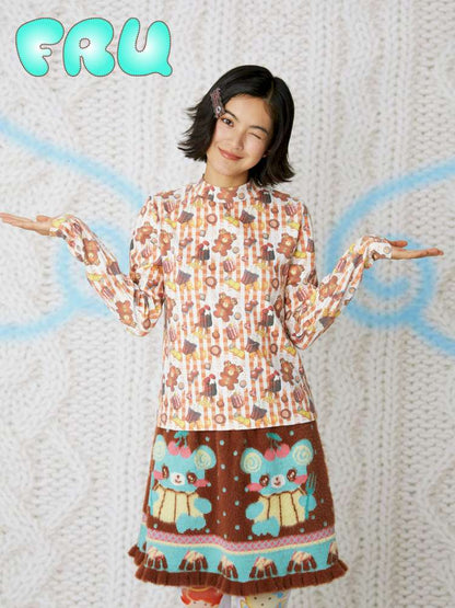 Cookie Print Waffle Base T-Shirt【s0000014856】