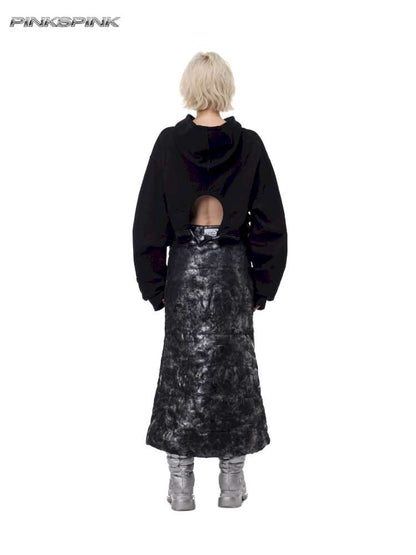 Thorn Print Backless Plush Hoodie【s0000015139】