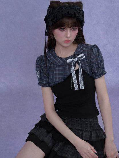 Puff Sleeve Bow Cover Up Top【s0000017274】
