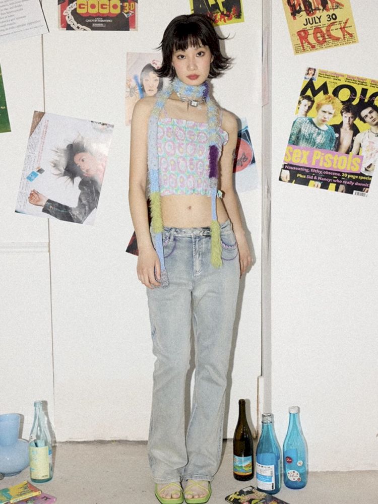 Patchwork weenie thin scarf【s0000012286】