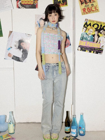 Patchwork weenie thin scarf【s0000012286】