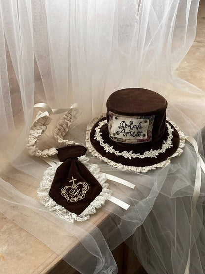 Brown Velvet Top Hat Tie【s0000015617】
