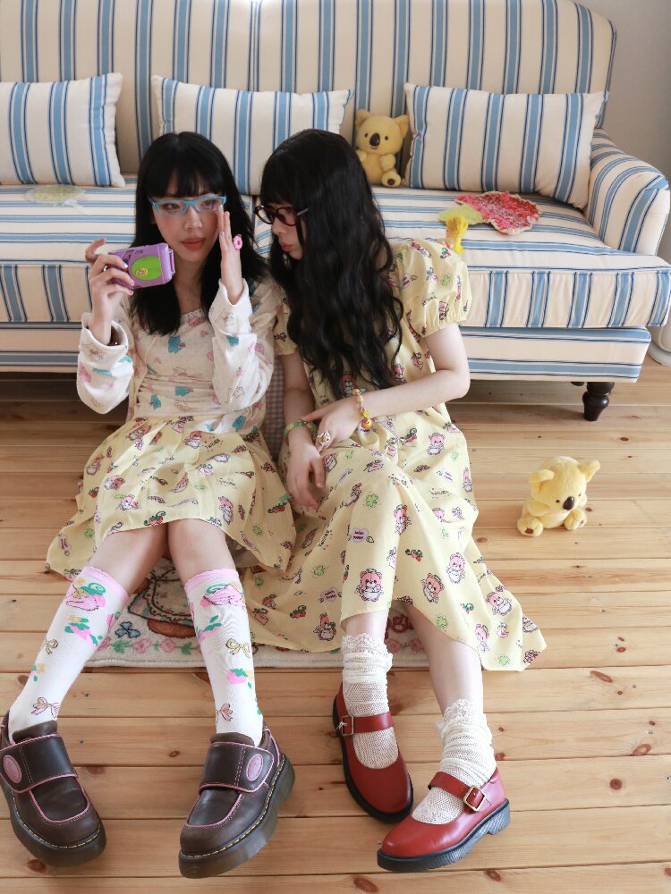 Bear Strawberry Print Pleated Skirt【s0000017515】