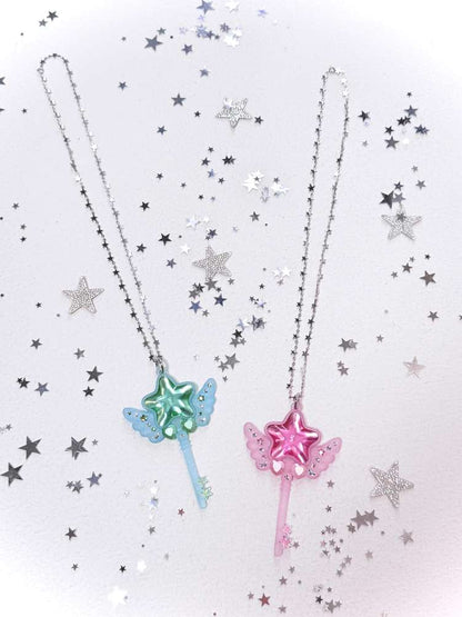 Dreamcore Star Wings Magic Wand Necklace【s0000014700】