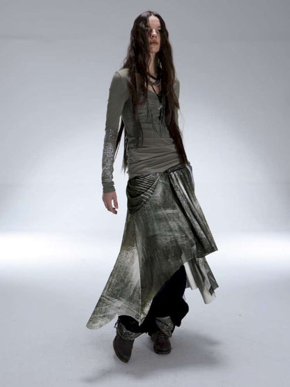 Mysterious Castle Print Mesh Skirt【s0000014716】