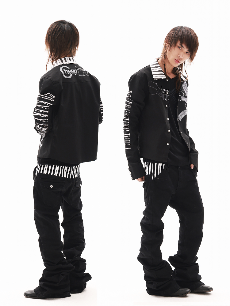 Twill Rhinestone Slogan Jacket【s0000018336】