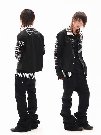 Twill Rhinestone Slogan Jacket【s0000018336】