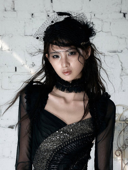 Court Pleated Lace Silk Scarf Waist【s0000016997】