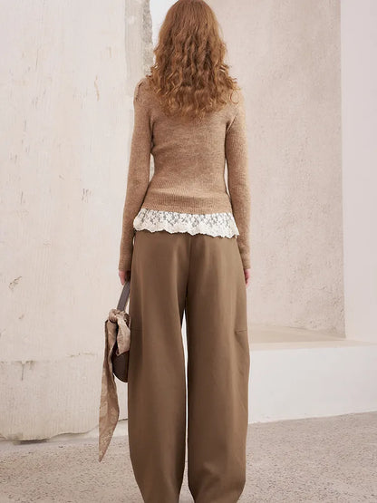 Slim-Fit V-Neck Off-Shoulder Knit Cardigan【s0000014061】