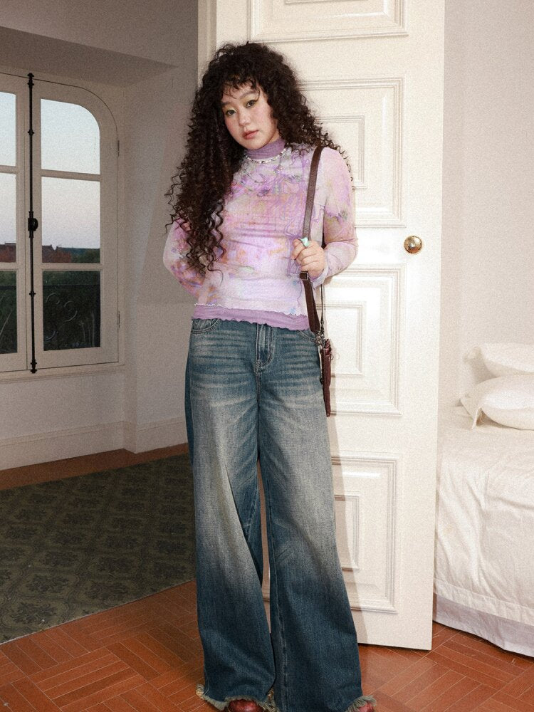 Retro Cat Whiskers Washed Jeans【s0000015463】