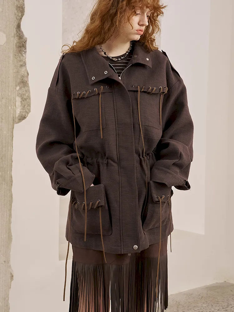 Pocket Drawstring Windbreaker-Style Trench Coat【s0000014060】