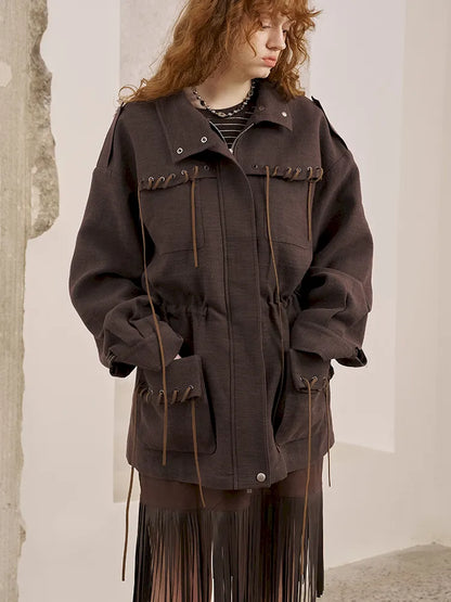 Pocket Drawstring Windbreaker-Style Trench Coat【s0000014060】