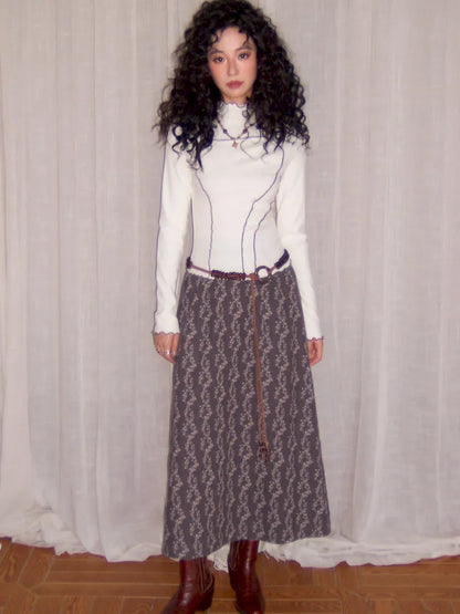 Retro-inspired versatile print maxi skirt【s0000013992】