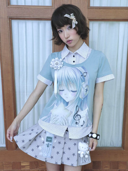 Pleated Star Pattern Mini Skirt【s0000017128】