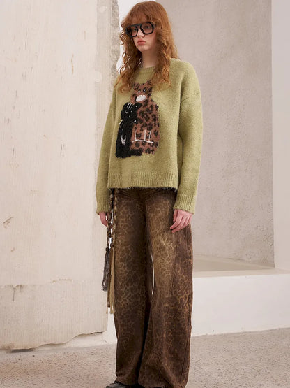 Embroidered Crewneck Pullover Sweater【s0000014082】