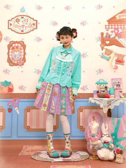 Petal Collar Embroidery Shirt In【s0000015573】