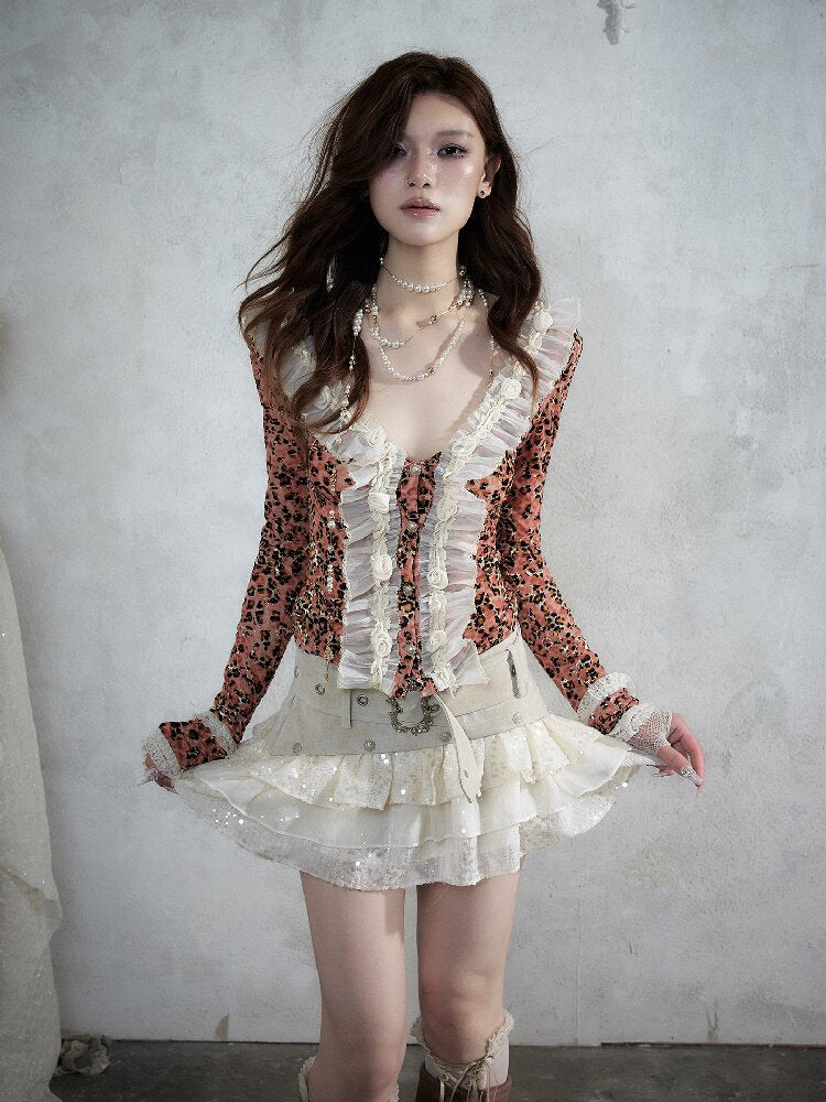 Baroque Leopard Mesh Lace Cardigan【s0000017993】
