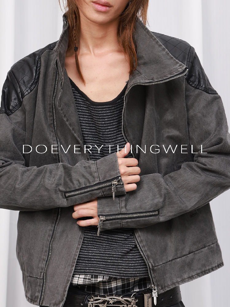 Washed Leather Diamond Pattern Jacket【s0000019122】