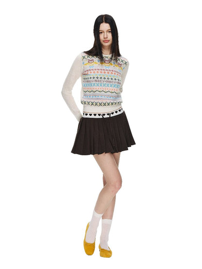 Love Waist Pleated A-Line Skirt【s0000015855】