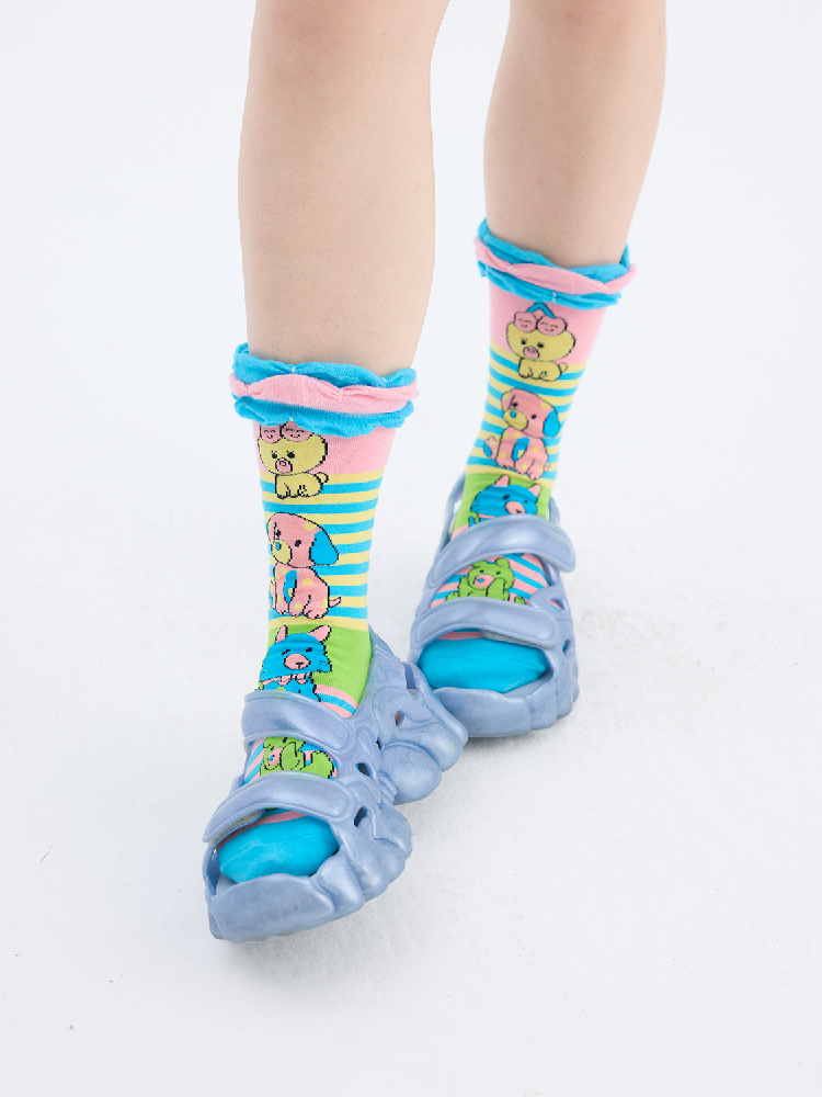 Striped Animal Pattern Knit Socks【s0000017702】