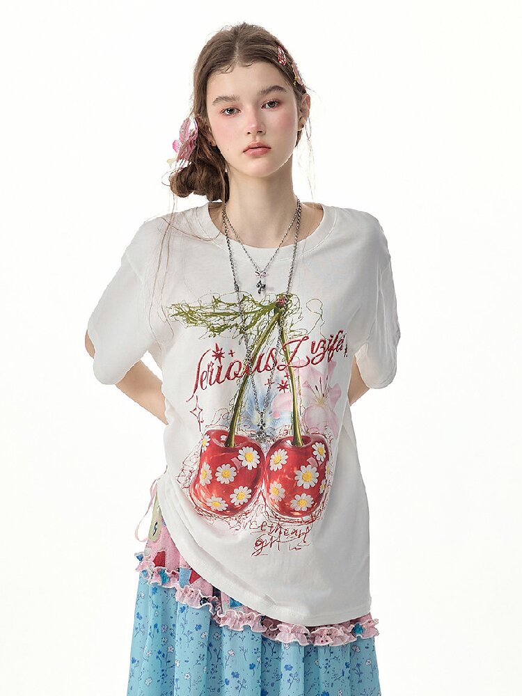 Daisy Cherry Vintage T Shirt【s0000017264】