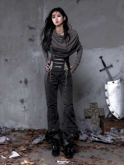 Slightly Flared Suede Casual Pants【s0000014480】