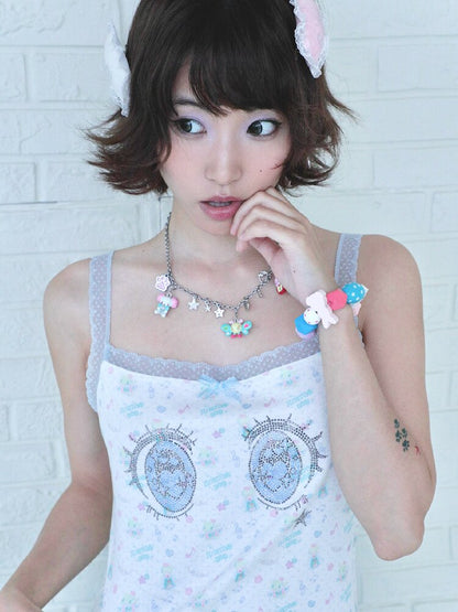 Playful Cartoon Eye Lace Camisole【s0000017475】