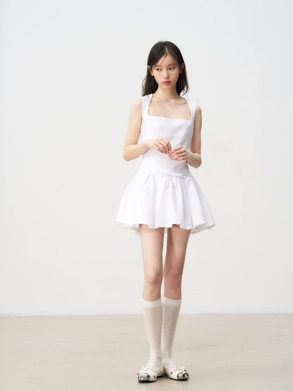 Bowknot Waisted A-line Puffy Short Dress【s0000011957】