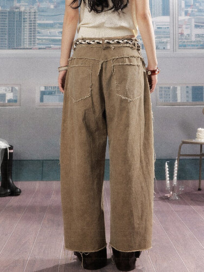 Retro Light Asian Letter Print Slacks【s0000016523】