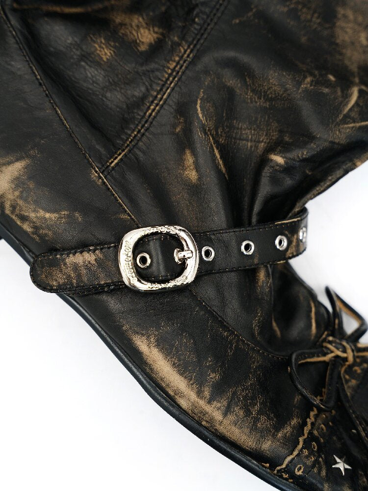 Baroque Punched Star Stack Boots【s0000016130】