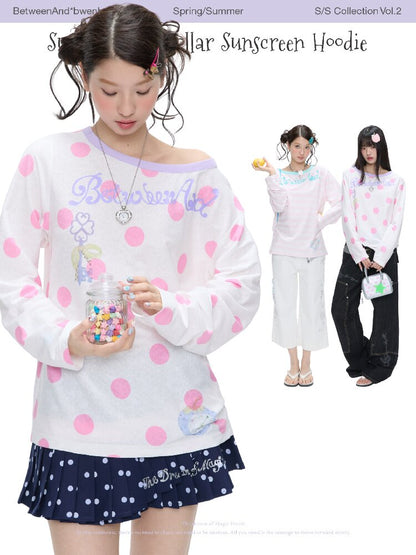 Polka Dot Stripe Long Sleeve Top【s0000016397】