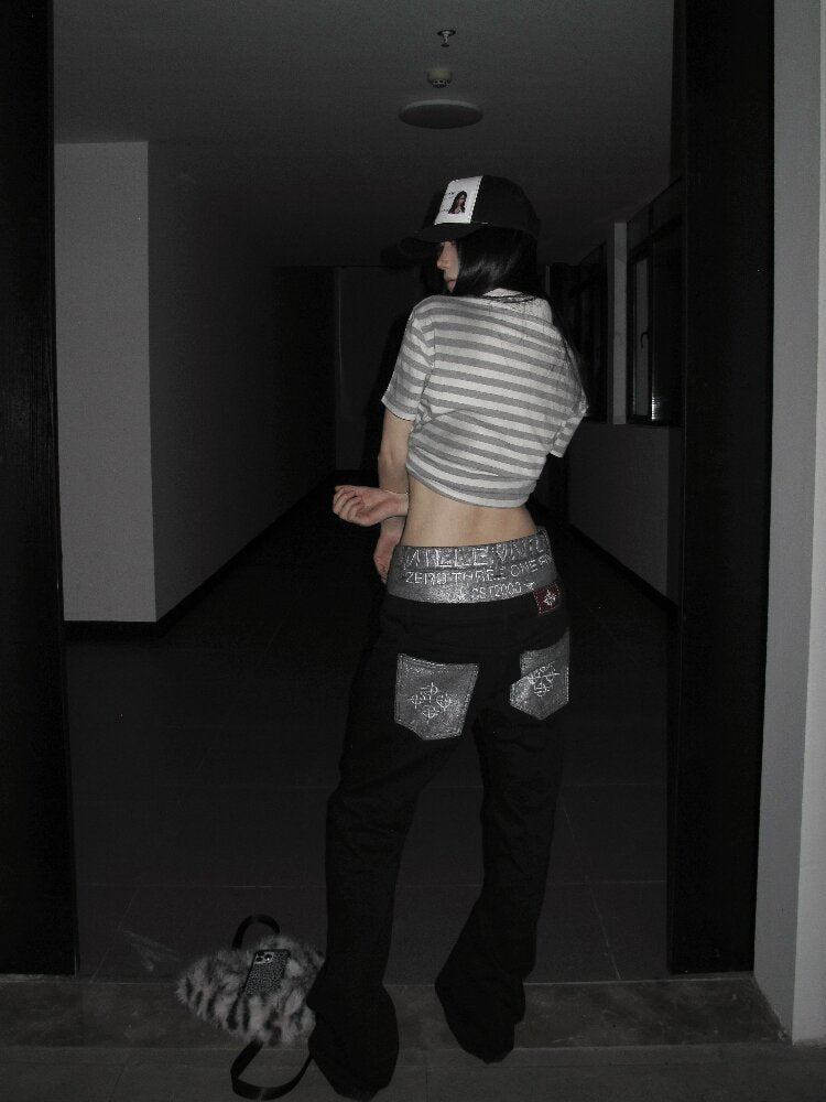 Spliced Star Curved Stacked Jeans【s0000018256】