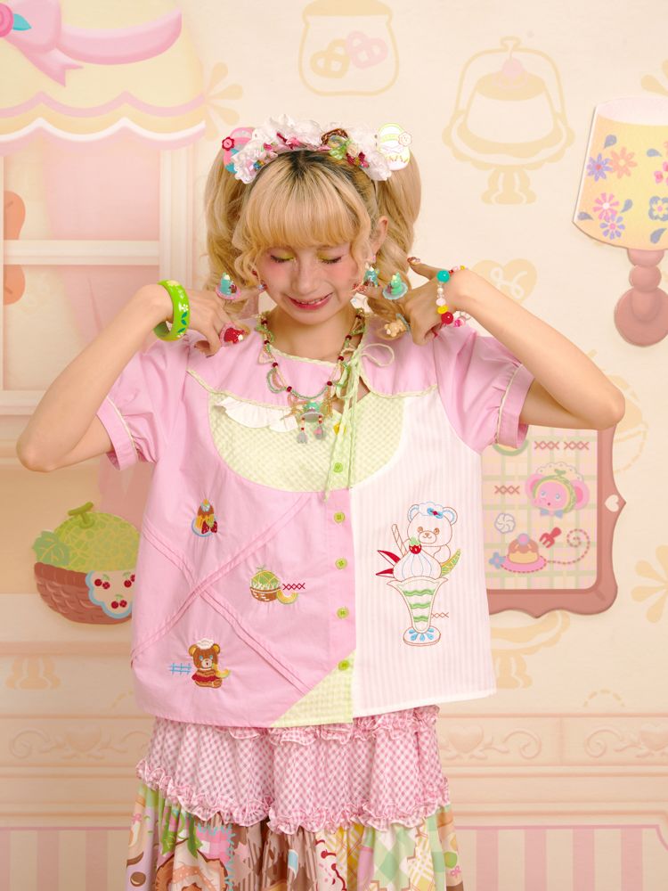 Embroidery Sweet Asymmetrical Peplum Shirt【s0000013352】