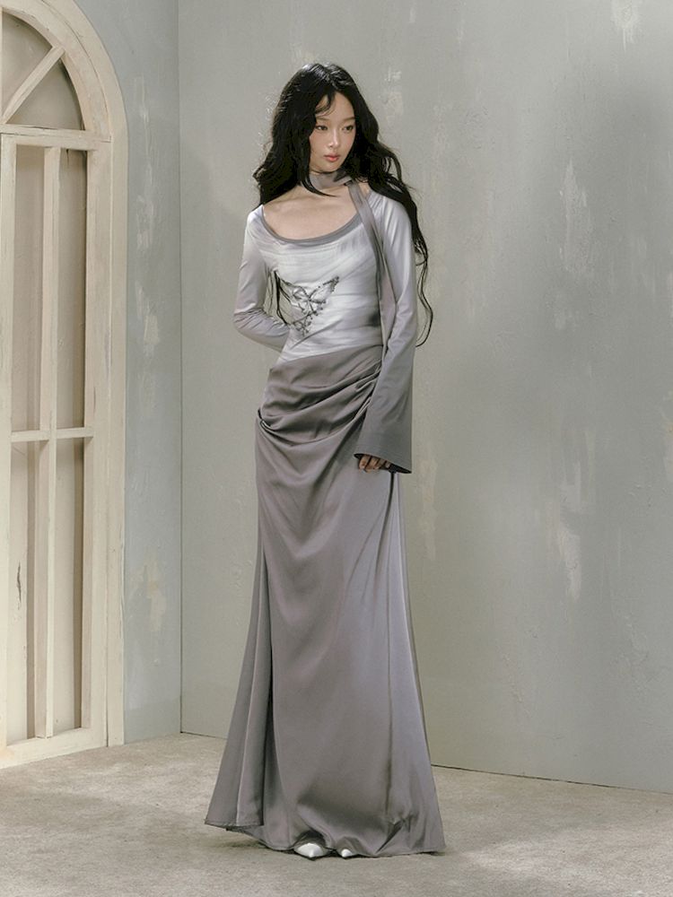 Gray Long Sleeve Dress [S0000010019]