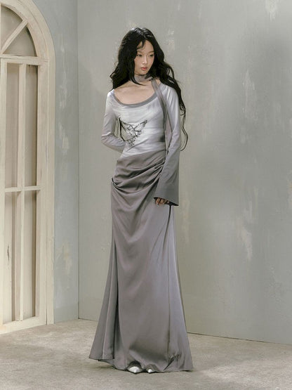 Gray Long Sleeve Dress [S0000010019]