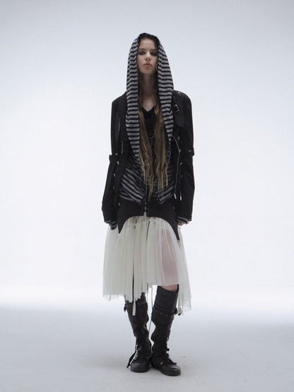 Patchwork Striped Hooded Pullover【s0000013900】