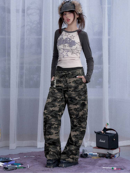 Street cool double waist camo pants【s0000014373】