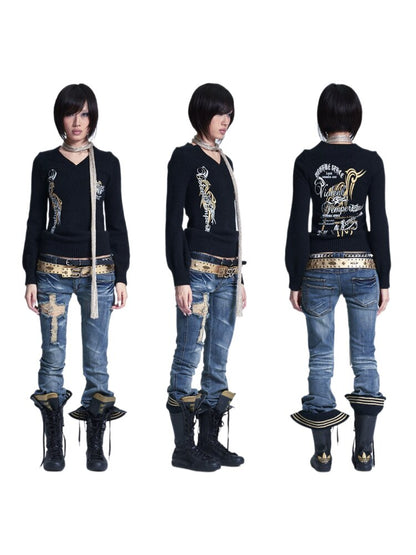 Soft Lantern Sleeve Printed Sweater【s0000015562】