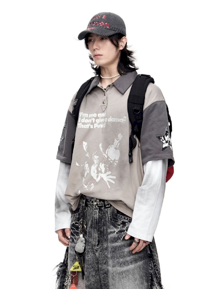 Fake Two Piece Spliced Long Sleeve T-Shirt【s0000011691】