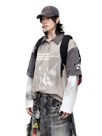 Fake Two Piece Spliced Long Sleeve T-Shirt【s0000011691】