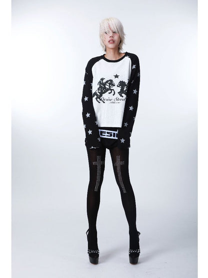 Waffle Star Raglan Long Sleeve T-Shirt【s0000016181】