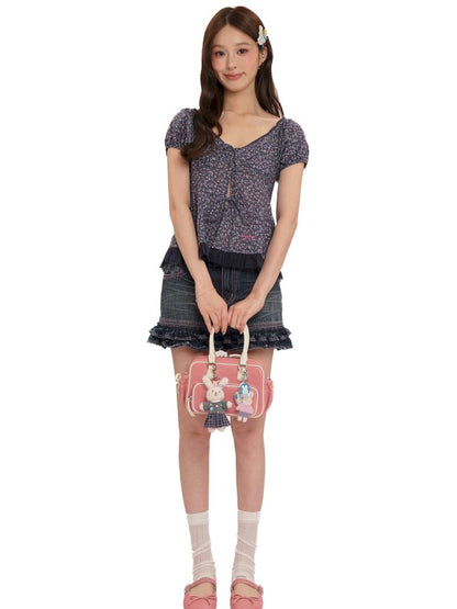 Plaid bubble sleeve top/dress【s0000013456】