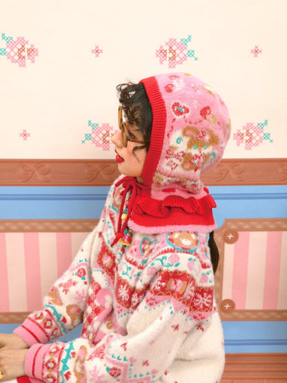 Pink Rabbit Mink Fur Lace Hat【s0000015578】