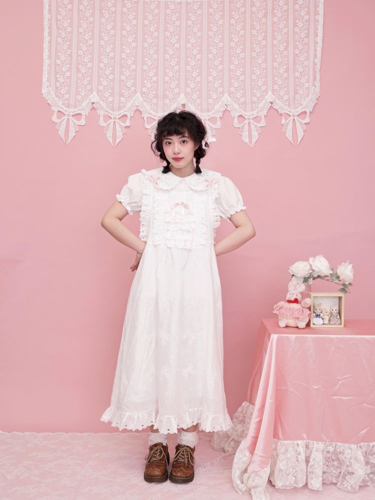 Doll collar puff sleeve lace shirt【s0000012852】