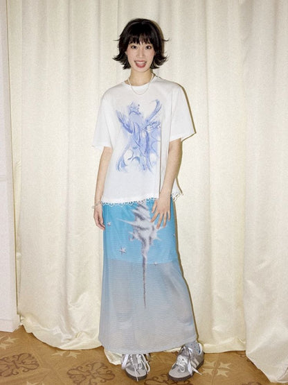 Gradient mesh half-skirt【s0000012300】