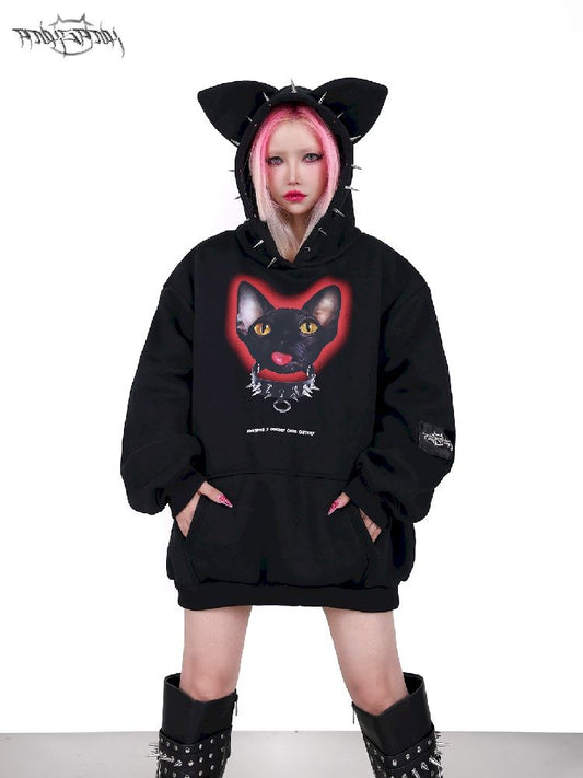 Hooded Studded Rock Punk Genderless Sweatshirt【s0000005701】