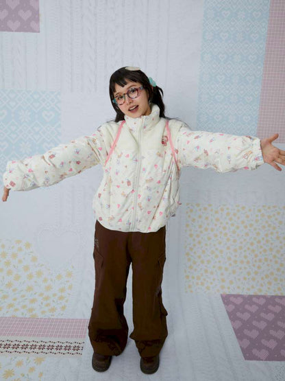 Print Patchwork Warm Down Jacket【s0000015038】