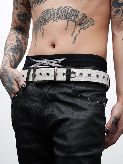 Rivet Crocodile Leather Belt【s0000018992】